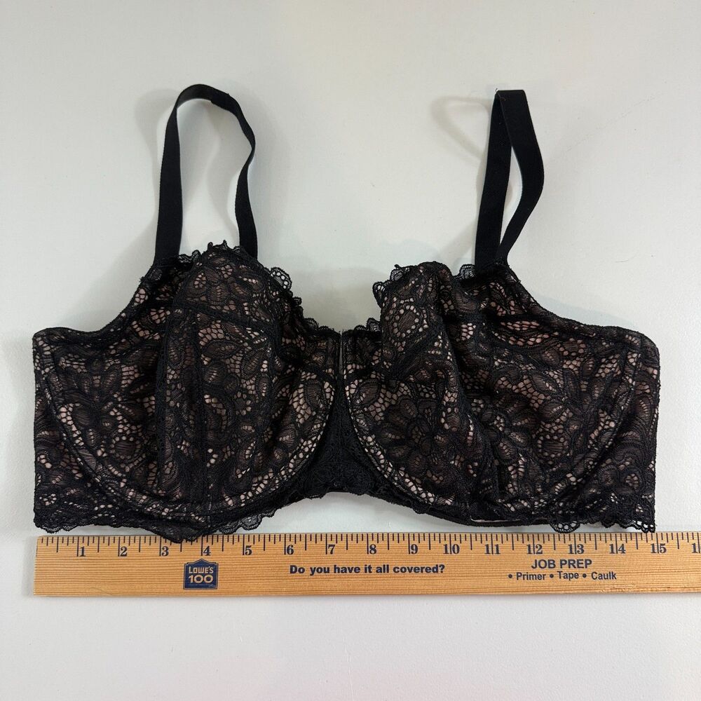 Soma Embraceable Balconette Bra Black Lace Underwire Women's 36G Unlined - Picture 7 of 9